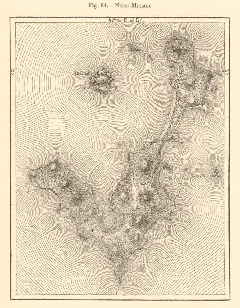 Nossi-Mitsiou. Madagascar. Nosi Mitsio. Sketch map 1886 old antique chart