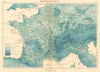 The Rainfall of France 1886 old antique vintage map plan chart