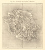 Ravines in the craters of Reunion. Réunion. Sketch map 1886 old antique