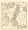 Storms on the 9th of May 1865. France. Hail. Sketch map 1886 old antique