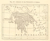 Density of the population in Greece. Sketch map 1886 old antique chart