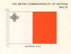 MALTA FLAGS. National Flag 1965 old vintage print picture