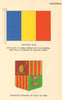 ANDORRA FLAGS. National Flag. Enlarged drawing of Coat of Arms 1958 old print