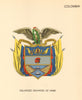 COLOMBIA FLAGS. Enlarged Drawing of Arms 1955 old vintage print picture