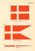 DENMARK FLAGS. National and Merchant Flag, Ensign and Jack, Pendant 1955 print
