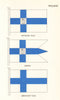FINLAND FLAGS. National Flag, Ensign, Merchant Flag 1964 old vintage print