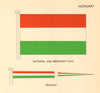 HUNGARY FLAGS. National and Merchant Flag, Pendant 1958 old vintage print