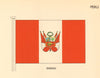 PERU FLAGS. Ensign 1958 old vintage print picture