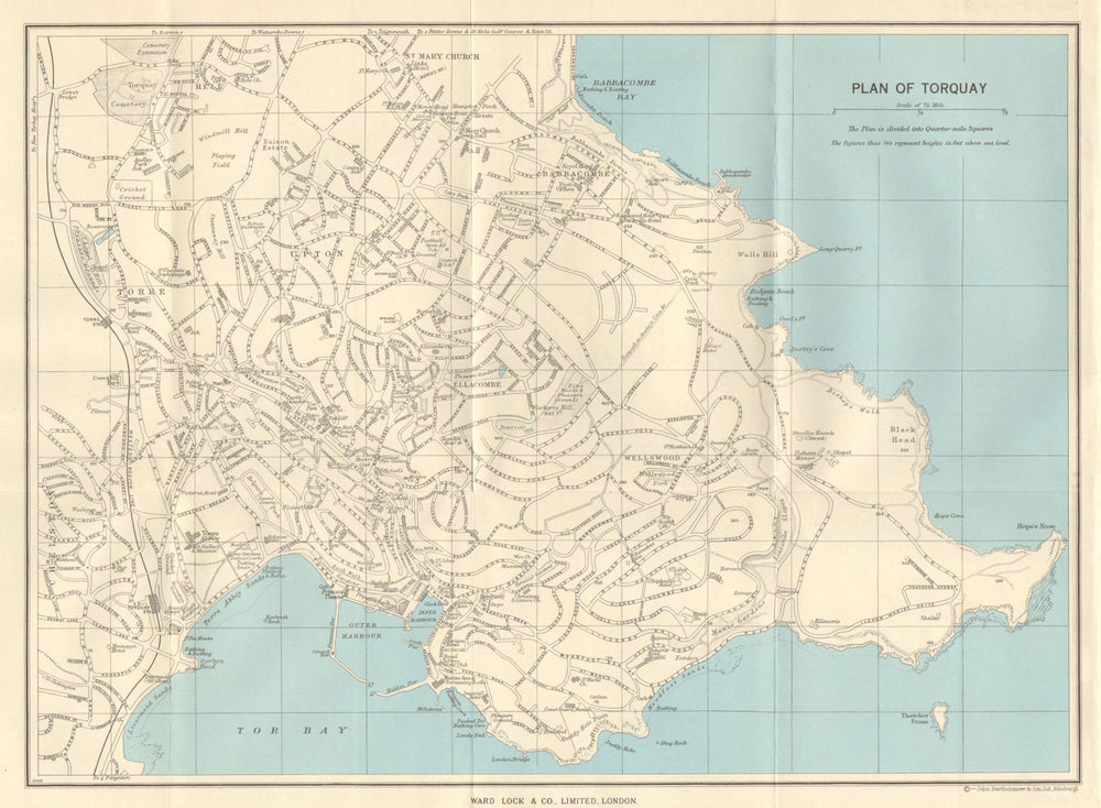 TORQUAY vintage town/city plan. Devon. Torbay. WARD LOCK 1963 old vintage map