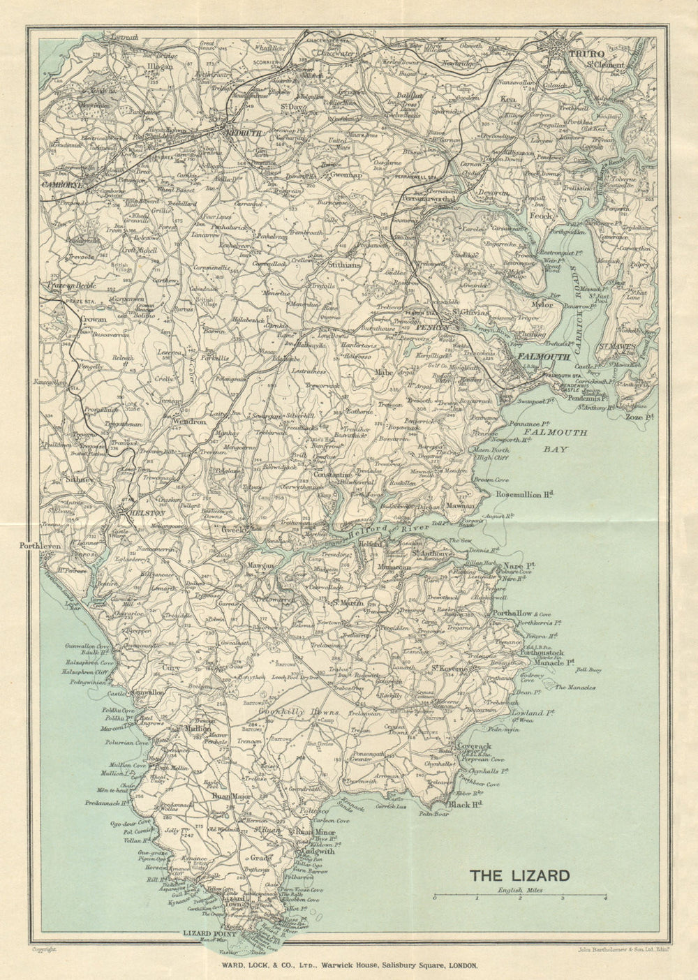 SOUTH CORNWALL Lizard Falmouth Truro Falmouth Carrick Roads Camborne 1926 map