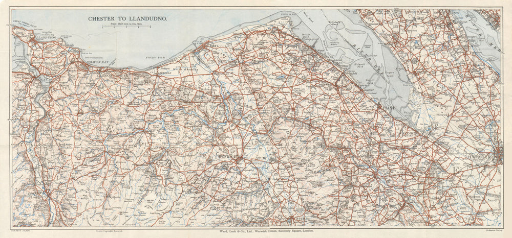NORTH EAST WALES Chester Rhyl Deeside Colwyn Bay Llandudno. WARD LOCK 1934 map