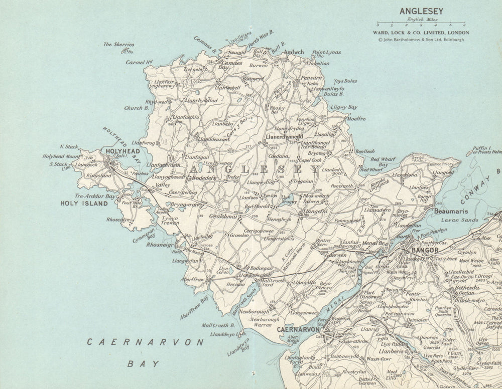 ANGLESEY. Menai Strait Holyhead Bangor Beaumaris Caernarvon. WARD LOCK 1967 map