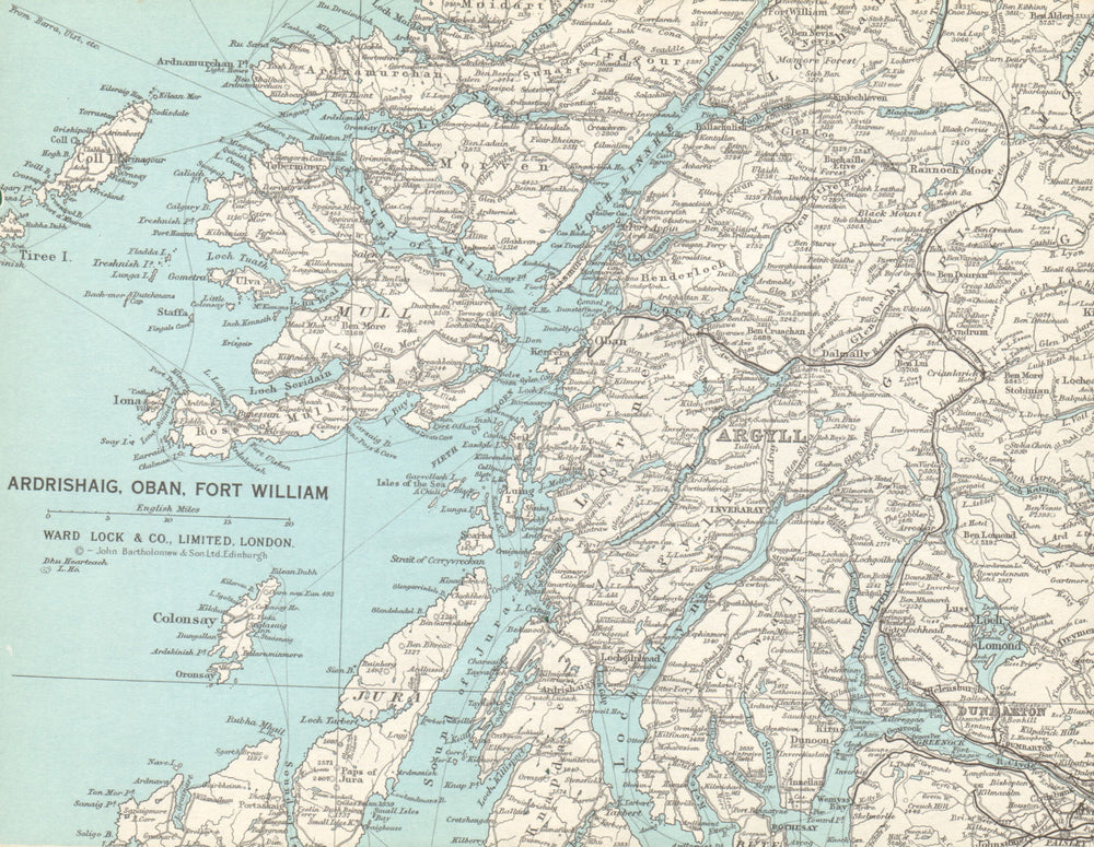 NORTH WEST SCOTLAND Ardrishaig Oban Fort William Argyll Jura. WARD LOCK 1970 map
