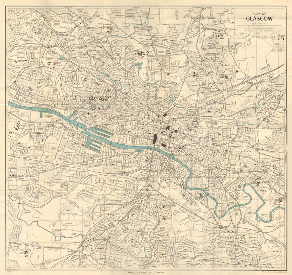 GLASGOW vintage town/city plan. Scotland. WARD LOCK 1952 old vintage map chart