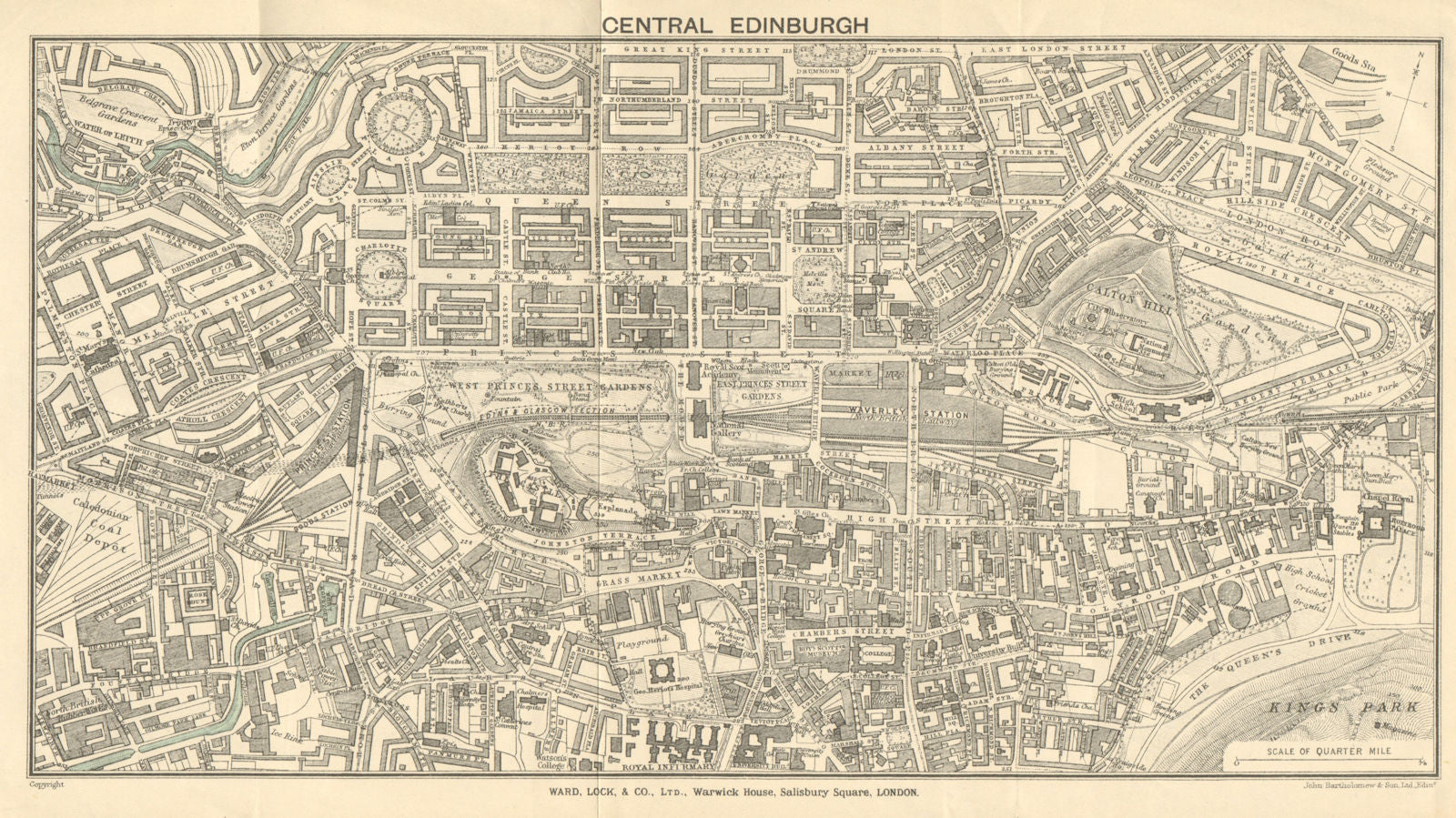 CENTRAL EDINBURGH vintage town/city plan. Scotland. WARD LOCK 1922 old ...