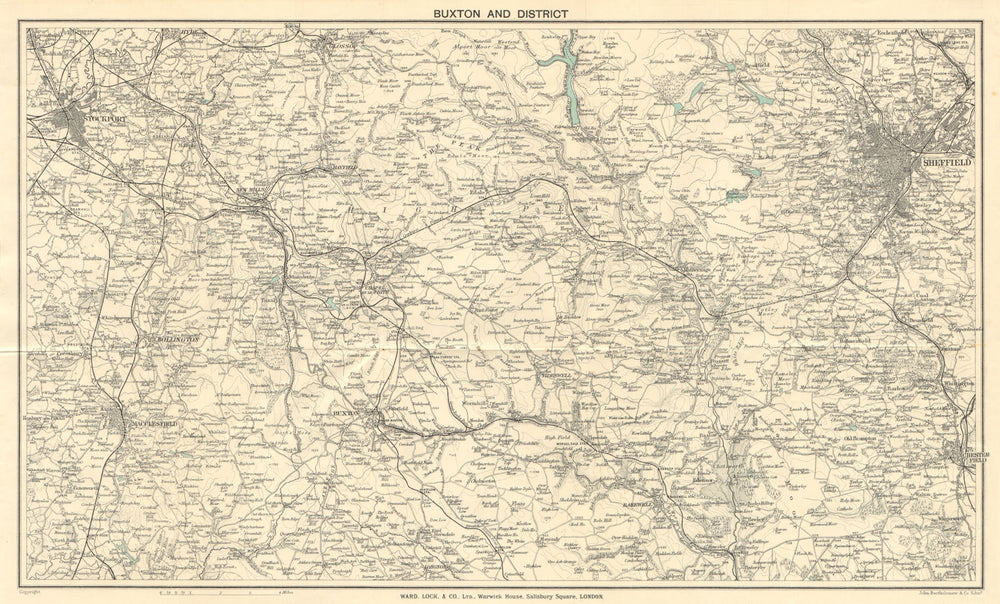 PEAK DISTRICT Buxton Sheffield Bakewell Chesterfield. WARD LOCK 1918 old map