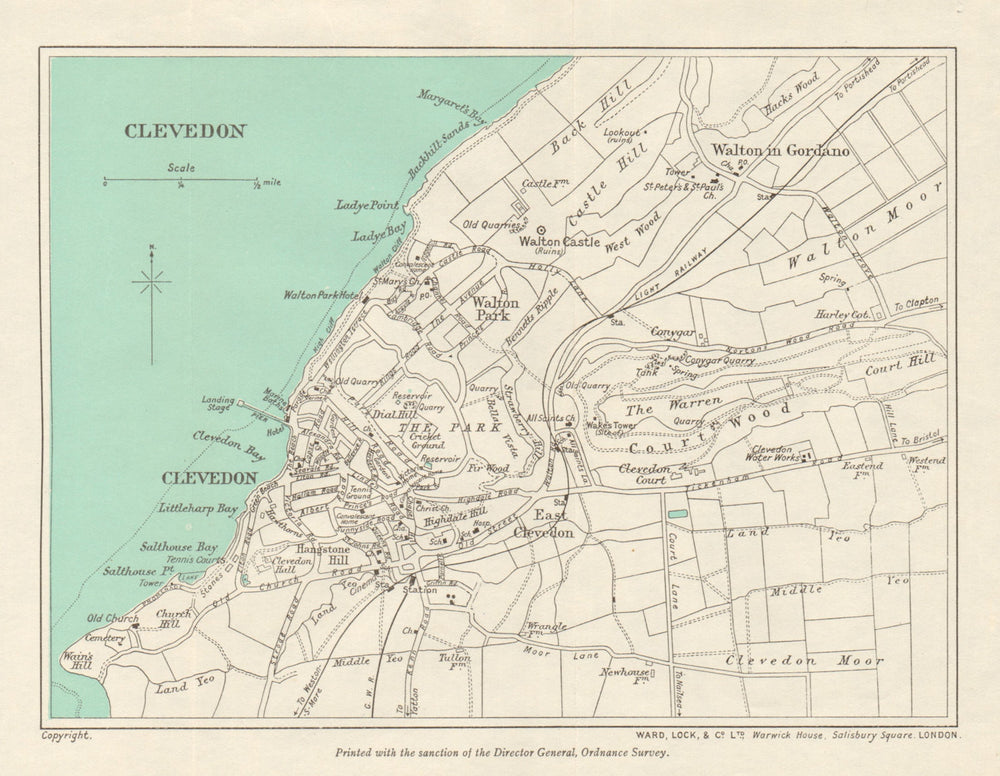 CLEVEDON vintage town/city plan. Somerset. WARD LOCK 1946 old vintage map