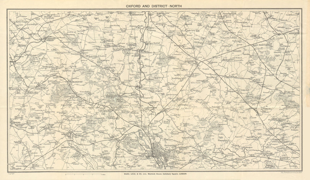 OXFORDSHIRE NORTH Cotswolds Witney Chipping Norton Burford. WARD LOCK 1924 map