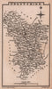 Derbyshire miniature county map by Samuel Leigh / Sidney Hall c1820 old
