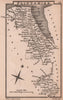 Flintshire miniature county map by Samuel Leigh / Sidney Hall c1820 old