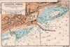 Folkestone Harbour & town plan & sea coast chart. Kent. ADMIRALTY 1944 old map