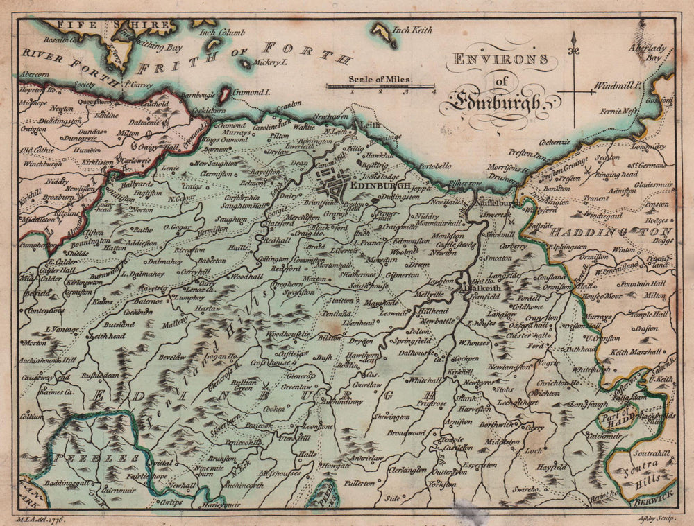 Environs of Edinburgh. Midlothian. SAYER / ARMSTRONG 1787 old antique map