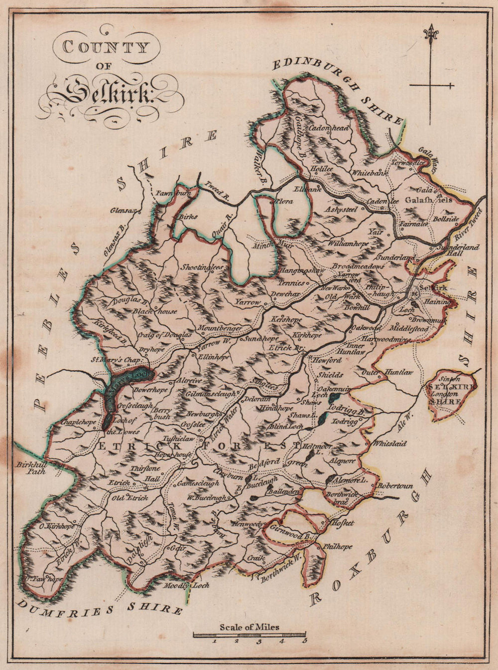 County of Selkirk. Selkirkshire. SAYER / ARMSTRONG 1787 old antique map chart