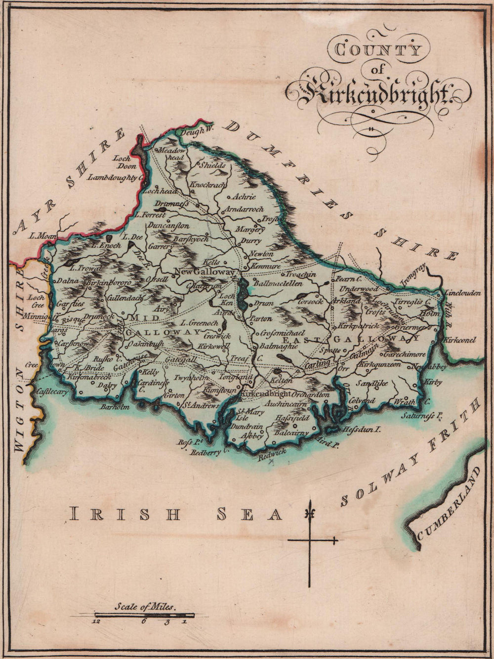 County of Kirkcudbright. Kirkcudbrightshire. SAYER / ARMSTRONG 1787 old map