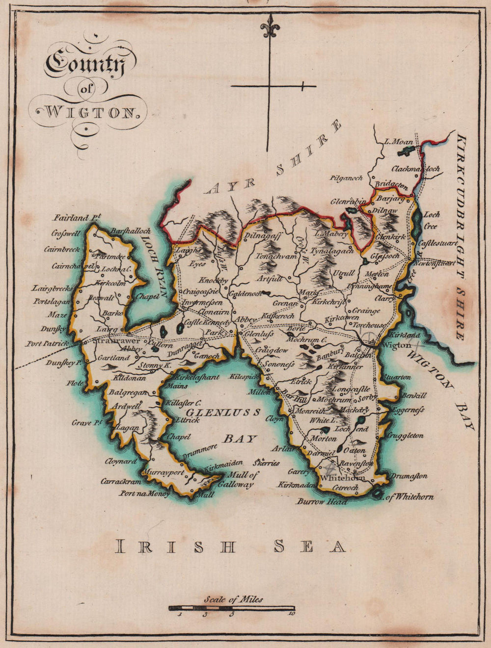 County of Wigton. Wigtownshire. SAYER / ARMSTRONG 1787 old antique map chart