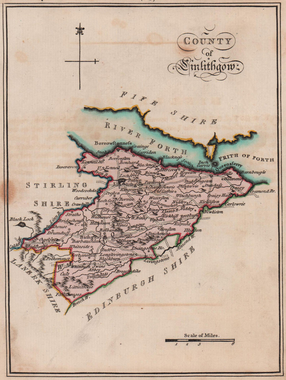 County of Linlithgow. Linlithgowshire / West Lothian. SAYER / ARMSTRONG 1787 map