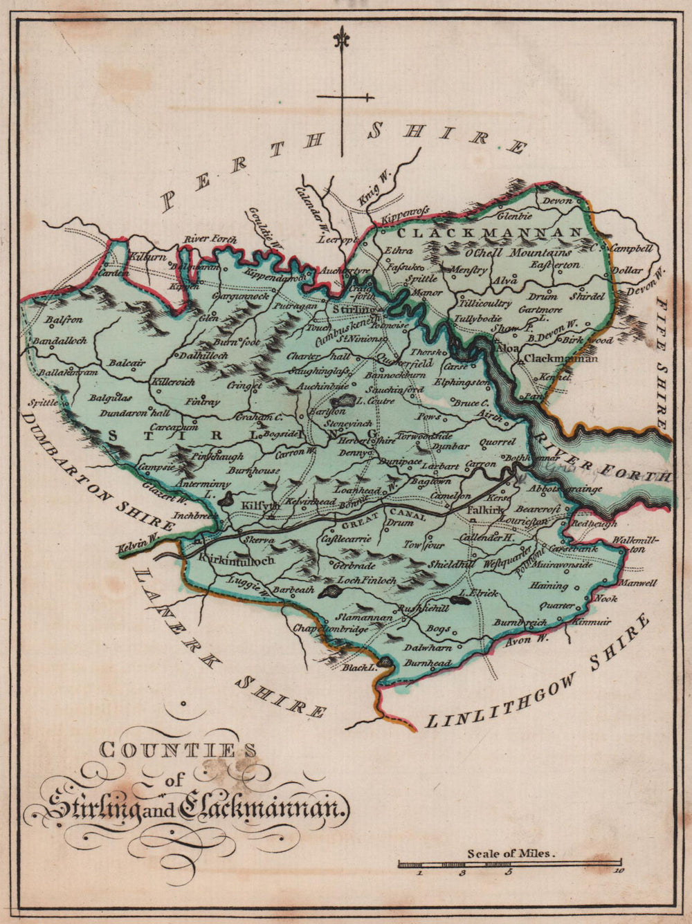 Counties of Stirling & Clackmannan. Stirlingshire. SAYER / ARMSTRONG 1787 map
