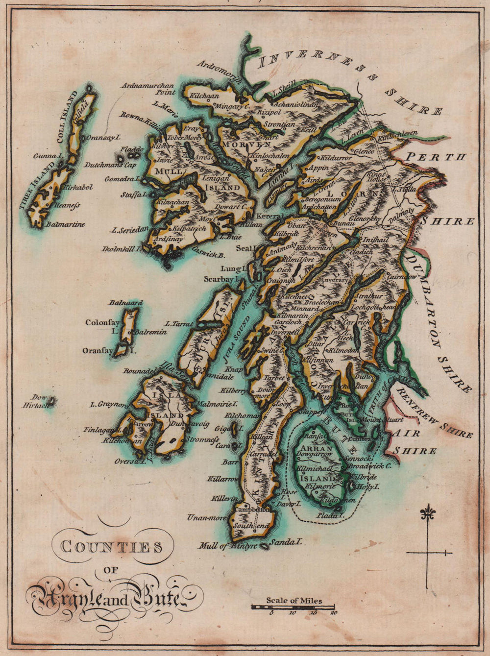 Counties of Argyle & Bute. Argyleshire & Buteshire. SAYER / ARMSTRONG 1787 map