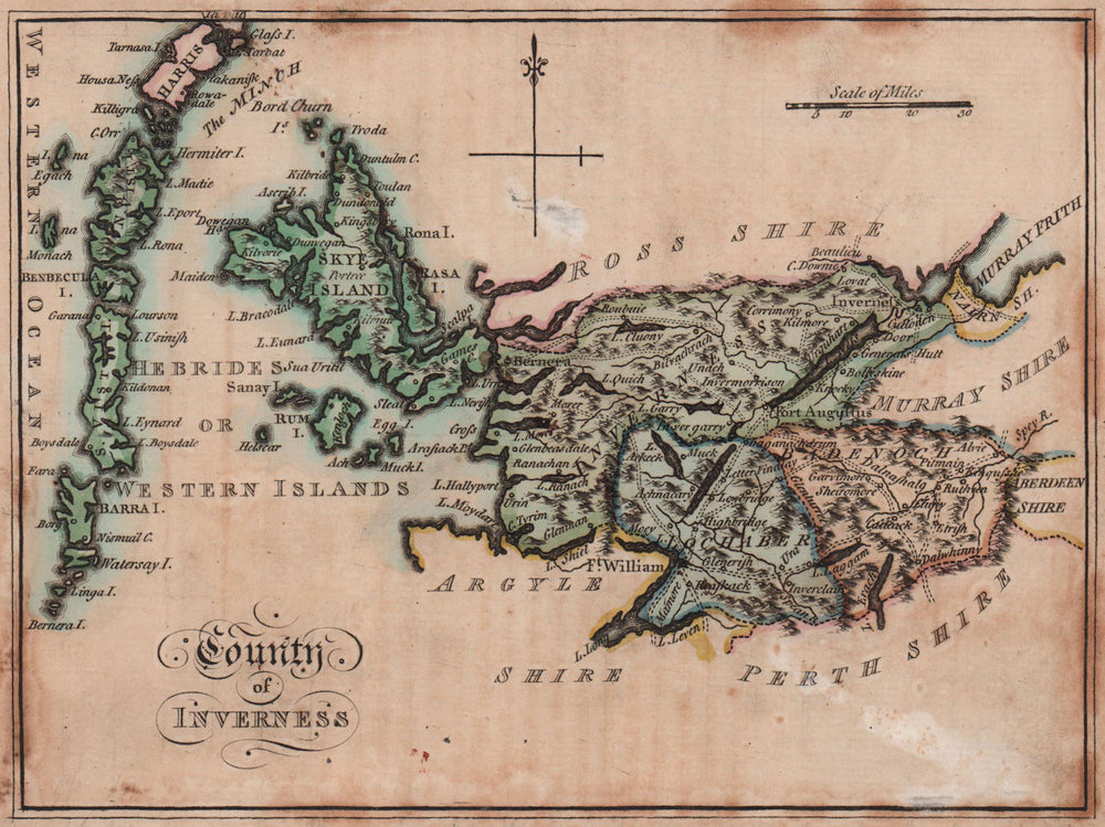 County of Inverness. Inverness-shire. SAYER / ARMSTRONG 1787 old antique map