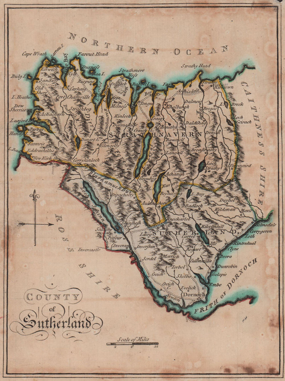County of Sutherland. SAYER / ARMSTRONG 1787 old antique map plan chart
