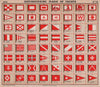 YACHT FLAGS. Red & White (3) 1914 old antique vintage print picture