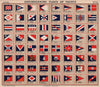 YACHT FLAGS. Red, White & Blue (6) 1911 old antique vintage print picture