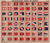 YACHT FLAGS. Red, White & Blue. Red & Black 1908 old antique print picture