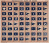 YACHT FLAGS. Blue & White (4) 1908 old antique vintage print picture
