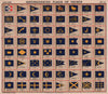 YACHT FLAGS. Blue & Yellow 1908 old antique vintage print picture
