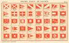 YACHT FLAGS Red & White (4) 1896 old antique vintage print picture