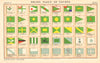 YACHT FLAGS Green & Yellow. Turquoise & White 1896 old antique print picture