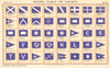 YACHT FLAGS Blue & White (4) 1896 old antique vintage print picture
