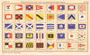 YACHT FLAGS Assorted. Blue Red Yellow Black 1896 old antique print picture