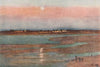 Sunset Moonrise. La Croix Blanche Mont St. Michel. Manche. Côte d'Émeraude 1912