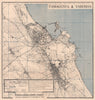 Famagusta & Varosha vintage town city plan. Gazimagusa, Northern Cyprus 1946 map