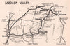 Barossa Valley wine region sketch map. South Australia wineries 1955 old