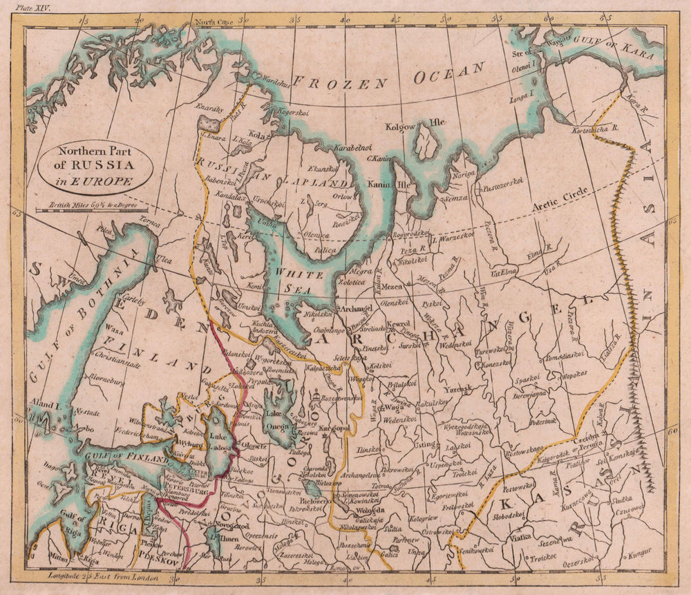 Northern Part of Russia in Europe. Russia. PAYNE 1798 old antique map chart
