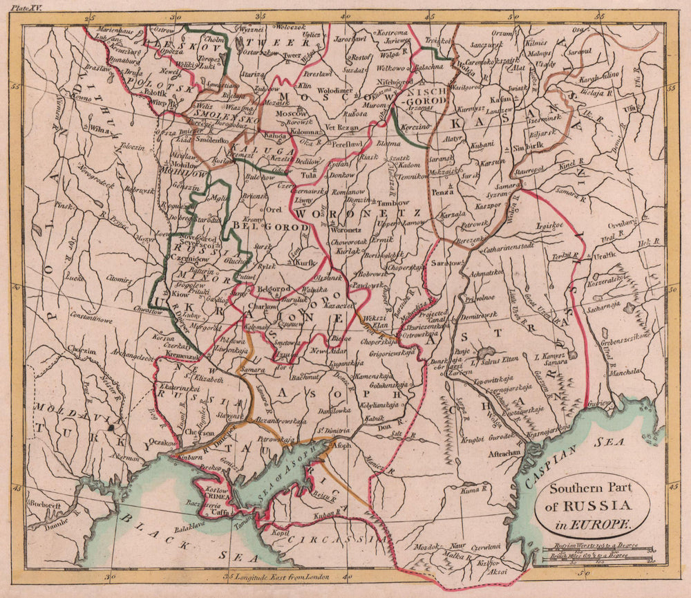 Southern Part of Russia in Europe. Russia. PAYNE 1798 old antique map chart