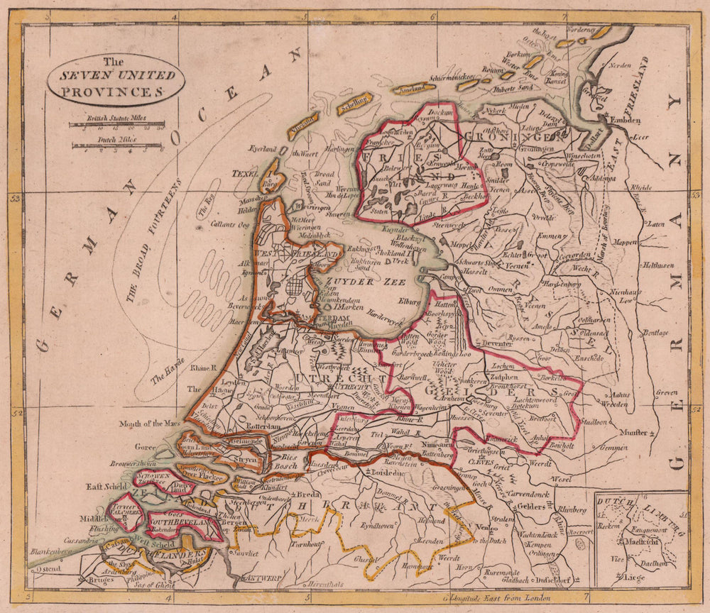 The Seven United Provinces. Netherlands. PAYNE 1798 old antique map plan chart