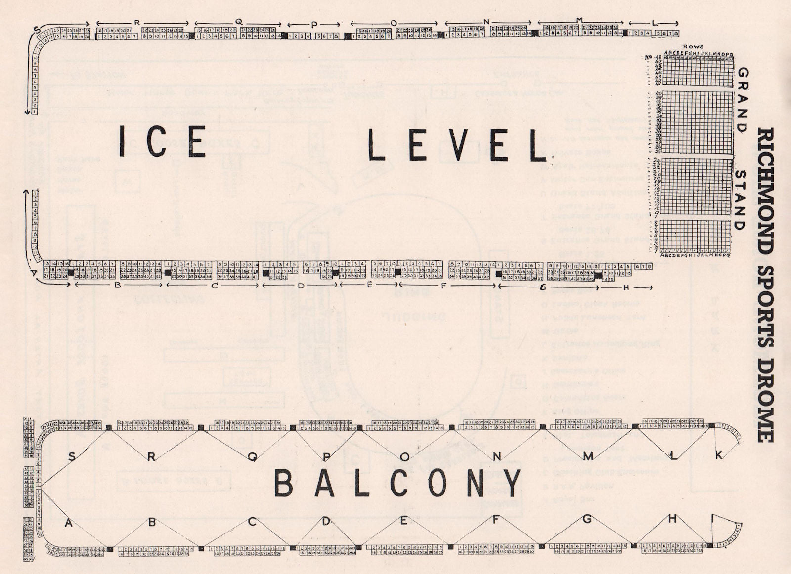 RICHMOND SPORTS DROME ICE SKATING RINK vintage seating plan. London ...